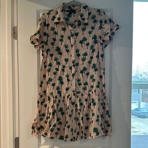 Forever 21 Green and Cream Ruffled Sundress with Peter Pan Collar